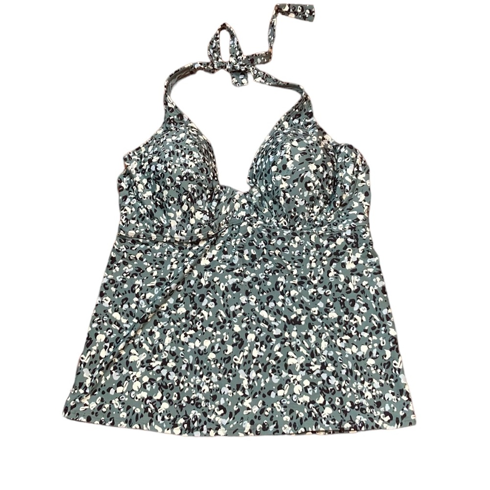 Sunsets Green And Black Tankini Swim Top, Size XL, NWT